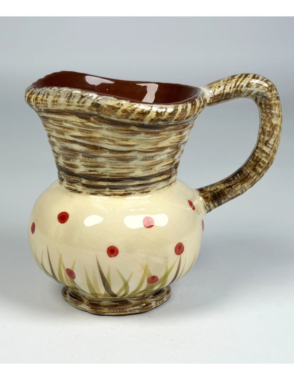 Creations Isabelle De Borchgrave Hand Painted Ceramic Pitcher 1999 Small 5.5"